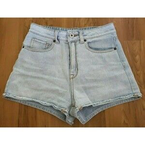 Bullhead Womens Jrs Sz 3 Denim Light Wash Highrise Cuffed Cut Off Mom Shorts